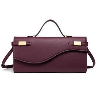 Imagem de Bolsas de mão de couro PU para mulheres bolsas de noite com corrente para festas de casamento e coquetéis formais à noite, Vinho tinto, 132 cubic inches