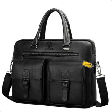 Imagem de Bolsa Pasta Notebook Laptop Executiva Feminina Masculina Com Alça Transversal Alto Padrão Ideal Para O dia a Dia Faculdade Trabalho (Preto)