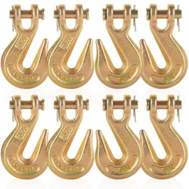 Imagem de LISHINE Pacote com 8 ganchos de corrente de segurança resistente de 9,5 cm, gancho deslizante de grau 70 para trailers, caminhões, reboques, capacidade de 12 kg
