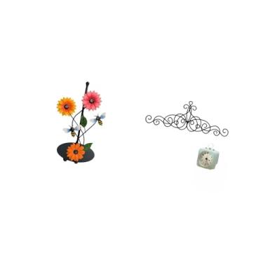 Imagem de Fenteer Suporte para Papel Toalha Floral, Dispensador Antiderrapante, Suporte Vertical para Lenços de Papel, Placa Decorativa de Metal para Parede, Ideal para