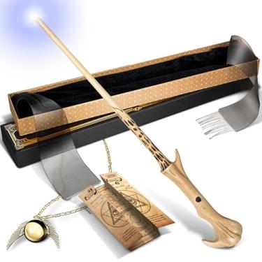 Imagem de OBMIKY Light Up Wizard Wand, Rechargeable Lighting Witch Wands, Illuminating Magic Witches Staff Wand for Cosplay Accessories with Necklace for Halloween Birthday Party Gift（Unmixed）