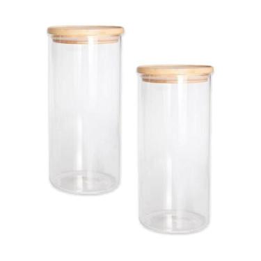 Imagem de Jogo De 2 Potes Herméticos De Vidro Com Tampa De Bambu 1,4L - Dynasty