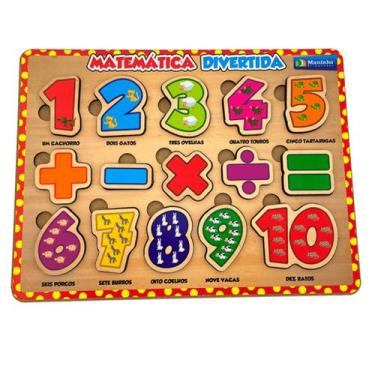 Imagem de Quebra Cabeça de Pinos Matemática Divertida Em Madeira Brinquedo Educa