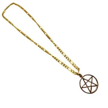 Imagem de Corrente Pentagrama 3 Cm Dourado - Lua Mística - 100% Original - Loja 