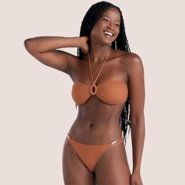 Imagem de Conjunto Biquini Confortável She sem alça Tiras Dupla, Laranja