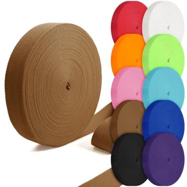 Imagem de Grosun Correias de algodão 2,5 cm, 3,8 cm, 5 cm, 5 cm, tiras de lona para bolsas, 10 60 cm, 3,3 metros (marrom, 3,5 cm x 10 jardas)