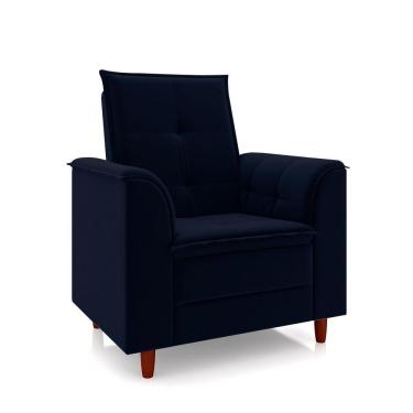 Imagem de Poltrona Da Mamãe Sala De Estar Gracy Com Pés Palito Veludo Azul Marinho G85 - Gran Belo
