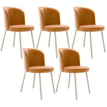 Imagem de Kit 5 Cadeiras Sala De Jantar Estofada Gavi Arena L02 Couríssimo Whisky Lyam Decor