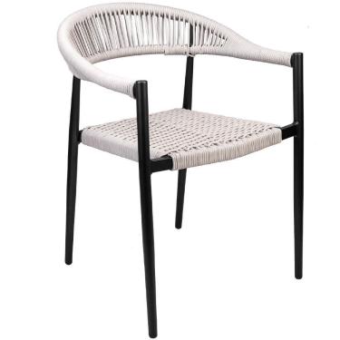 Imagem de Cadeira Decorativa Para área Gourmet Base Preto Corda Náutica Nevada R01 Amêndoa - Lyam Decor