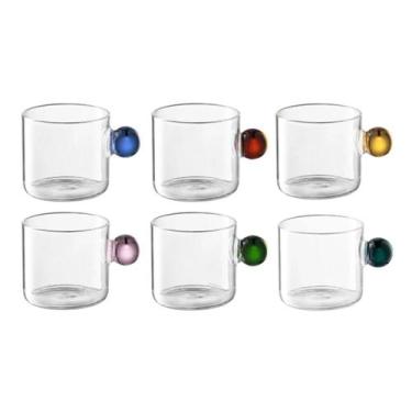 Imagem de Xícara De Café Palla Vidro Borossilicato Alça Color 6 Peças - Fracalan