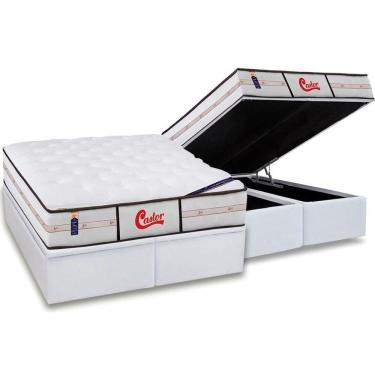 Imagem de Cama Box Baú King Colchão Molas Castor Pocket Gold Star Classic Vitagel+Base White(193X203)