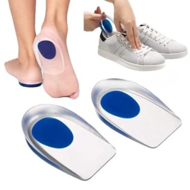 Imagem de Par de Palmilhas em Silicone Gel Hidratante Ortopédica Protetoras de Calcanhar Calcanheira Conforto e Alívio de Dor -Esporão De Calcâneo -Esporte- Fascite Plantar Design Anatômico -Tamanho Único