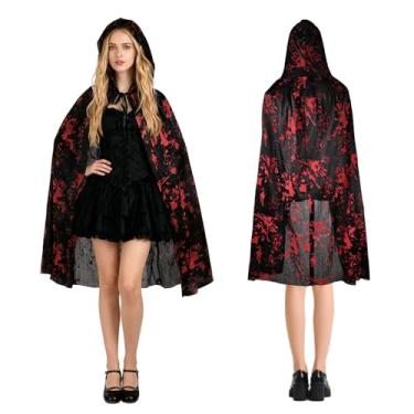 Imagem de MAOFENG Capa de terror unissex com capuz para fantasia de Halloween cosplay para baile de máscaras de carnaval com capuz, feiticeiro, preto