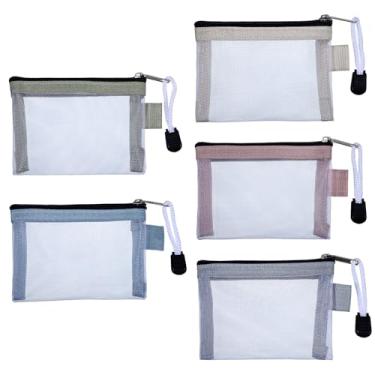 Imagem de Aeaocvo 5 Pack Small Zipper Pouches, 4.3 x 3.5 Inch Mini Zipper Mesh Bags, Small Mesh Nylon Pouch for Travel, Mini Makeup Bag Zip Pouch for Purse, Coins, Keys, Lipstick