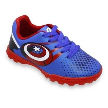 Imagem de Chuteira Infantil Society Dray Marvel América - Azul e Vermelho-Masculino