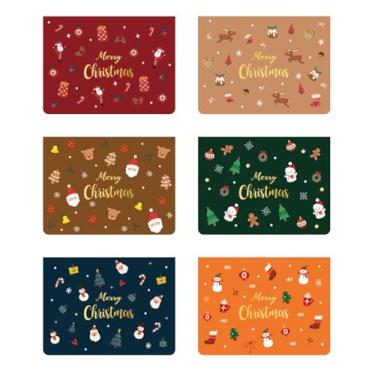 Imagem de Pacote com 6 cartões comemorativos de Feliz Natal com envelope design fofo tamanho pequeno padrão 9