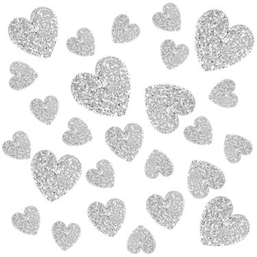 Imagem de 26 peças de adesivos de strass em forma de coração cola quente glitter prata strass amor corações adesivos de cristal para roupas, jeans, sapatos, chapéus