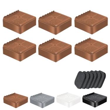 Imagem de Elevadores de móveis para cama resistentes de 2,5 cm, 5 cm, 7,6 cm, 10 cm, em forma de L, ajustável, elevador de cama, para pernas de mesa, sofá, poltrona, geladeira, máquina de lavar (2,5 cm, marrom