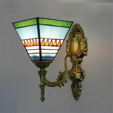 Imagem de Luminária de parede retrô americana em vidro colorido com LED, estilo europeu, luxuosa, para sala de estar, restaurante, quarto, escritório, casa de campo, hotel, café, bar, corredor (S 1 lâ