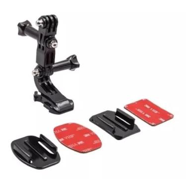 Imagem de Kit Suporte Lateral Articulado para Capacete, Base Curva e Reta com Pivô 3-Way, Adesivo VHB, Compatível com GoPro Hero, SJCAM, Eken e Câmeras de Ação, Kit com 9 Peças I2 ITWO