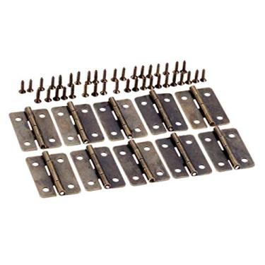 Imagem de 10 pcs 30x21mm Gabinete de bronze antigo dobradiças da porta da decoração da mobília Decorativo mini dobradiça para a caixa de madeira de jóias YYDFPIIA
