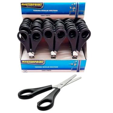 Imagem de Tesoura Escolar Multiuso 13cm Corpo Plástico e Lâmina de Aço Inox Caixa com 24 Tesouras MP-502 Masterprint