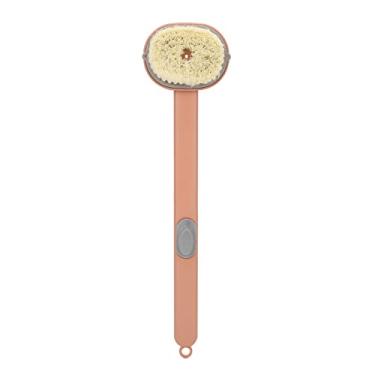 Imagem de Escova de banho de cabo longo com cabeça de escova removível cerdas macias para esfregar as costas e lavar o corpo no chuveiro ou banheiro Material plástico durável (Rosada)