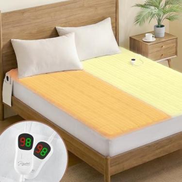 Imagem de Homemate Colchão aquecido California King Size, 5 almofadas de colchão elétrico de lã coral de configuração aquecida, aquecedor de cama com controle duplo e desligamento automático 10 horas, adequado