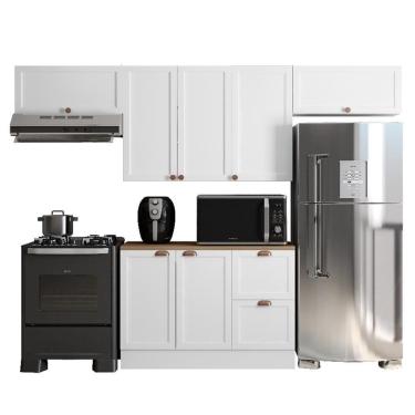 Imagem de Cozinha Modulada Unna 4 Peças Balcão 120cm Branco Com Tampo Mdp - Poliman Móveis Branco