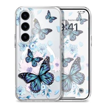 Imagem de Gencyfu Capa para Samsung Galaxy S25 FE, compatível com Magsafe, design fino protetor magnético para Samsung S25 FE 6,7 polegadas, borboleta preta