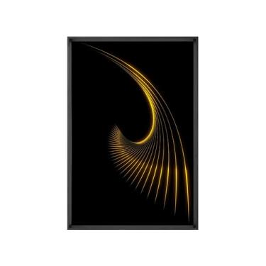 Imagem de Quadro Decorativo com Vidro Sala Hall Quarto 84x124cm Amarelo Abstrato 2