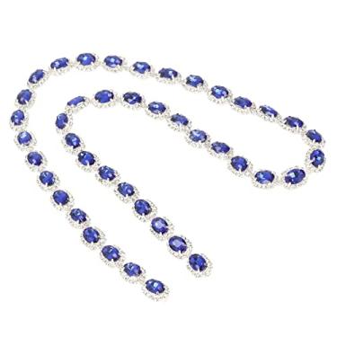 Imagem de Luqeeg Corrente de Franja de Com Acabamento Azul Brilhante para Artesanato, Borla de Fita de Durável de 1 Jarda para Costura DIY, Decorações de chá de bebê, de Vidro