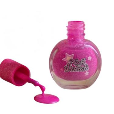 Imagem de Esmalte de Unha Rosa com Glitter, Acabamento Brilhante, Infantil