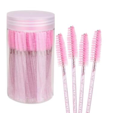 Imagem de 100 varinhas descartáveis de rímel – Spoolies de sobrancelha de cristal para extensões de cílios, com recipiente
