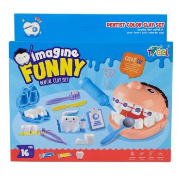 Imagem de Brinquedo de Massinha Kit Dentista Infantil, Conjunto de Massinha com 16 Peças, Boca Articulada e Acessórios Odontológicos, para Crianças a partir de 3 Anos