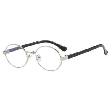 Imagem de JRLLFD Óculos de sol femininos ovais pequenos, retrô e luxuosos, estilo punk, para dirigir ao ar livre, com proteção UV400 (prata transparente)