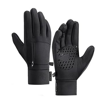 Imagem de Luvas Térmicas de Inverno para Homens com Tela Tática Antiderrapantes Esportivas Fleece Bolso
