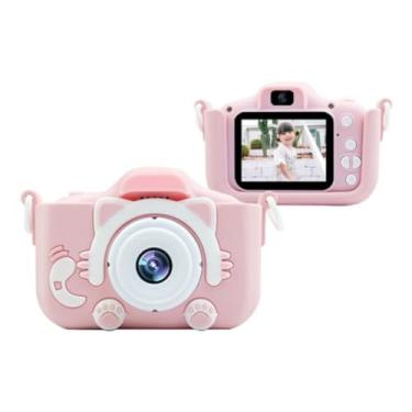 Imagem de Câmera Infantil Digital Rosa, Filmadora Fotográfica, Tela 2 Polegadas, Resolução 1080p, Bateria Recarregável, USB
