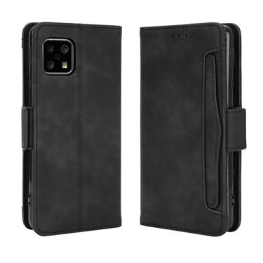 Imagem de Capa para SHARP Aquos Sense 5G,Retro magnético Flip Case,Design de carteira de couro PU com slots de cartão removíveis -Black