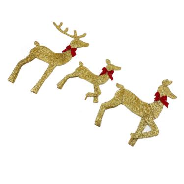 Imagem de YOUTHINK Decoração de Feriado de Veado Dourado LED Fácil Montagem 3 Peças Decoração de Família de Renas Decoração de Quintal de Festival de Natal