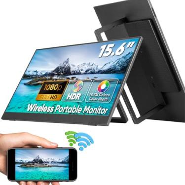 Imagem de Serounder Monitor Portátil de 15,6 Polegadas, Segundo Monitor Externo USB-C HDMI 1080P Com WiFi de Banda Dupla, Alto-falantes Integrados, para Laptop e Telefone
