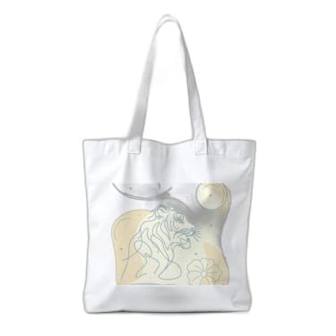 Imagem de Kit 10 Sacola Ecologica s Charmosas Reutilizáveis 38x41.5cm Tigre Desenhado à Mão