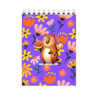 Imagem de Caderno Espiral com Ilustração de Urso com Frutas, Flores Coloridas, Design Infantil, Volta às Aulas 2026 (5, Roxo)