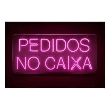 Imagem de Painel Luminária Neon Led - Pedidos No Caixa Acrílico 70cm A Escolher 127/220v (Rosa)