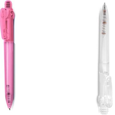 Imagem de Caneta Esferográfica Retrátil de Plástico, Escrita Azul, 0.5mm, Ambidestra, 1 e 2 Unidades (Rosa e Transparente)