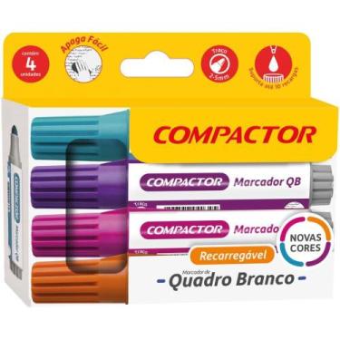 Imagem de Pincel Quadro Branco QB Recarregável AZ/RX/RS/LR Pacote com 05 - Compa