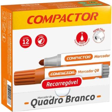 Imagem de Pincel Quadro Branco QB Recarregável Laranja Caixa com 12 - Compactor