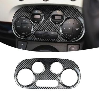 Imagem de FINMOKAL Moldura de acabamento de painel de ar condicionado AC para console central de fibra de carbono real compatível com Fiat 500 Abarth 2012-2015, preto