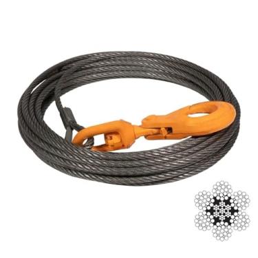 Imagem de Mytee Products Cabo de guincho de 3/20.3 cm x 75' Cabo de guincho com núcleo de aço para caminhão de reboque Rollback autotravamento, 6,5 kg Força de ruptura máxima