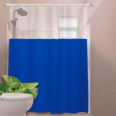 Imagem de Cortina de Box Banheiro Vinil com Ganchos – Cortina para Box Impermeável e Fácil de Limpar (SAIA AZUL ROYAL)